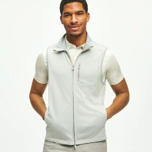 NWT Brooks Brothers Performance Series Full-Zip Pique Vest Light Grey Heather L